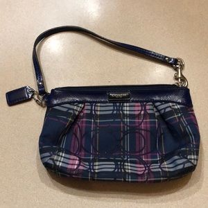 Coach Tartan Plaid Navy Wristlet